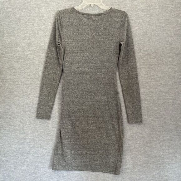 Leith Asymmetric Ruched Dress Womens Small Gray Minimalist Capsule Fitted Crew - Picture 5 of 10